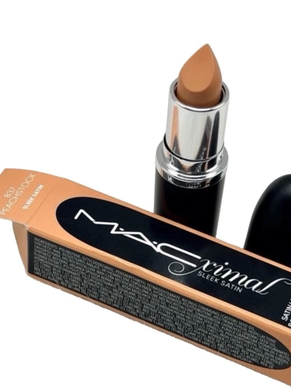 MAC MACXIMAL #837 PEACHSTOCK ~ Sleek Satin Lipstick Full Size 0.12oz/3.5g NEW